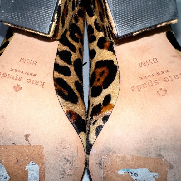 Kate Spade Roger Calf Hair Leather Bootie Size 8.5M Leopard Animal Print Cheetah - Picture 15 of 16